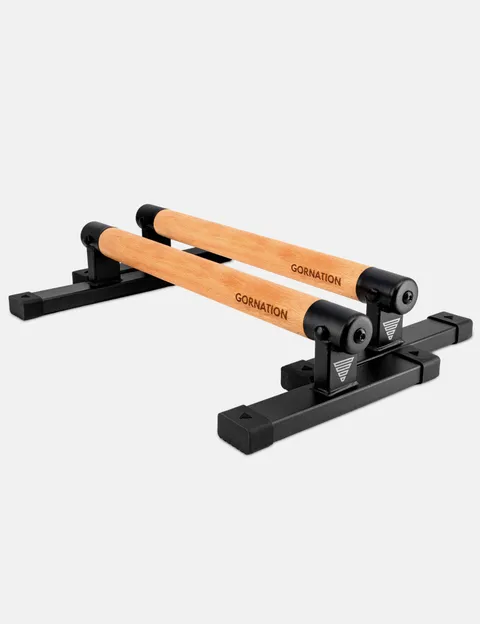 Gornation Premium Parallettes Pro - grip hêtre sur base basse et large