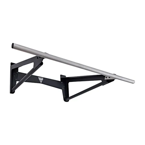 Pullup & Dip wall-mounted muscle-up bar - silver bar, black steel frame